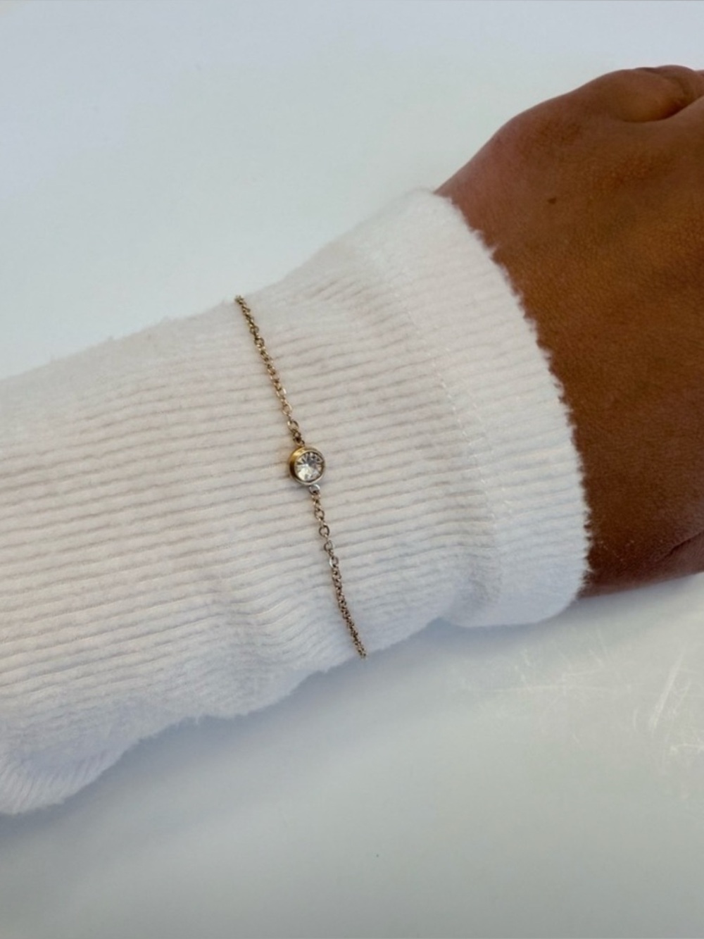 Gold Plated Stainless Steel Cubic Zirconia Pendant Chain Bracelet